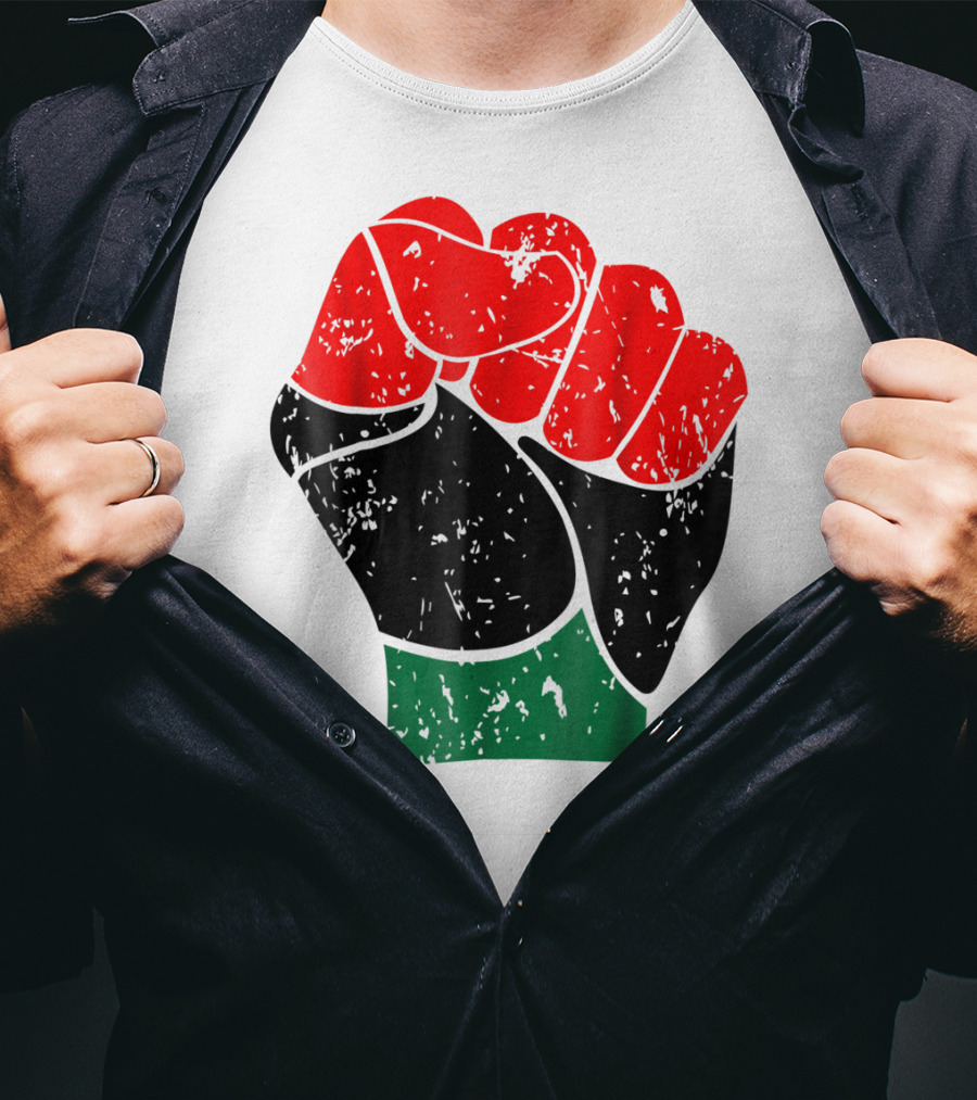 Black History Red Black And Green Pride Fist Symbol Of Empowerment T-Shirt