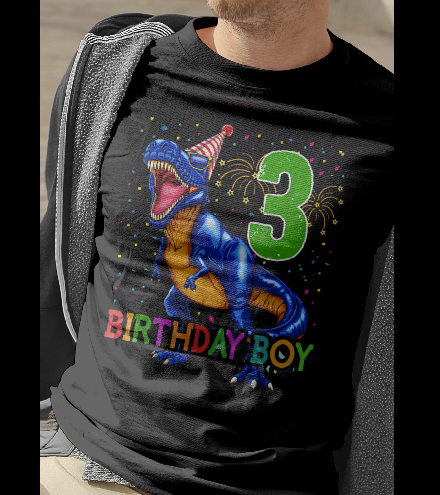 Birthday Boy Rawr I'm 3 Dinosaur Party T-Shirt
