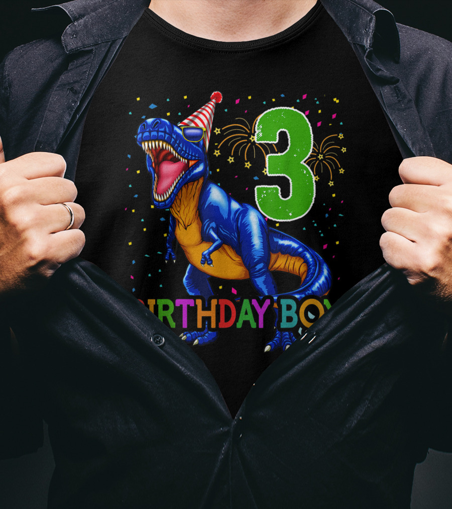 Birthday Boy Rawr I'm 3 Dinosaur Party T-Shirt