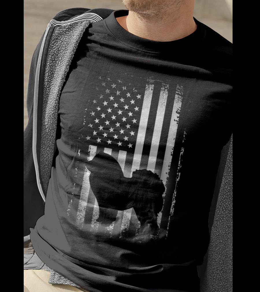 Patriotic Chow Chow Silhouette With American Flag Background T-Shirt