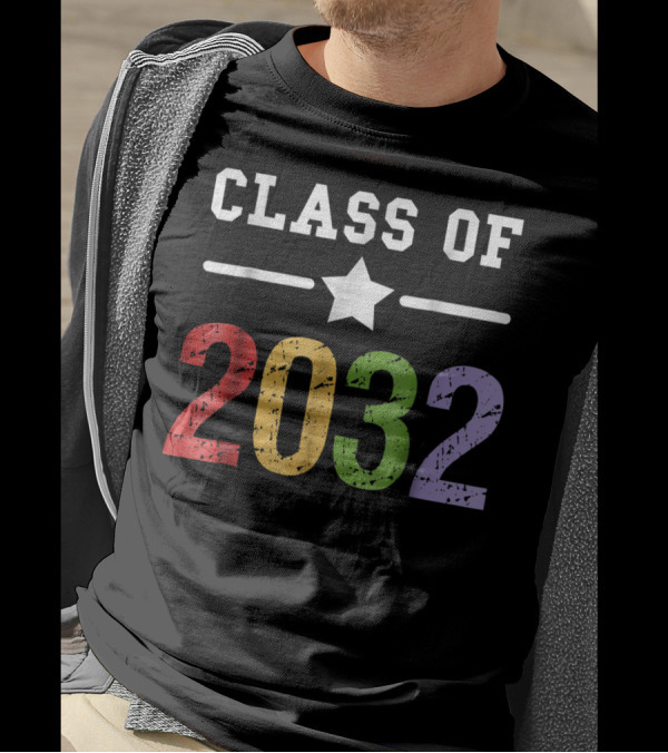 Class Of 2032 Star Rainbow Grow With Me T-Shirt