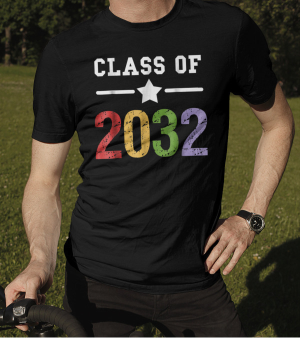 Class Of 2032 Star Rainbow Grow With Me T-Shirt