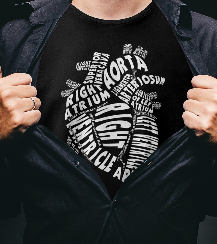 Anatomical Heart Anatomy Aorta Ventricle Atrium Cardiac Nurse Parts T-Shirt