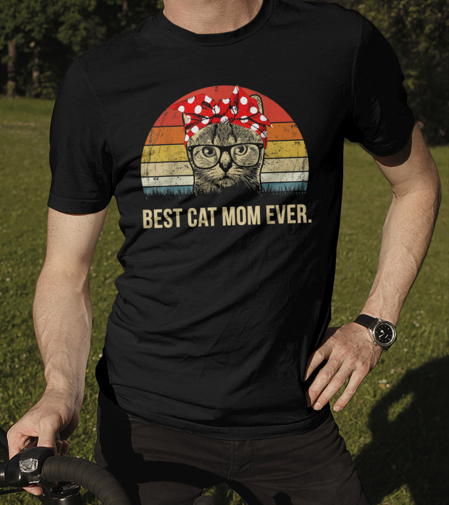 Best Cat Mom Ever Vintage Retro Graphic Cat MomyGift T-Shirt