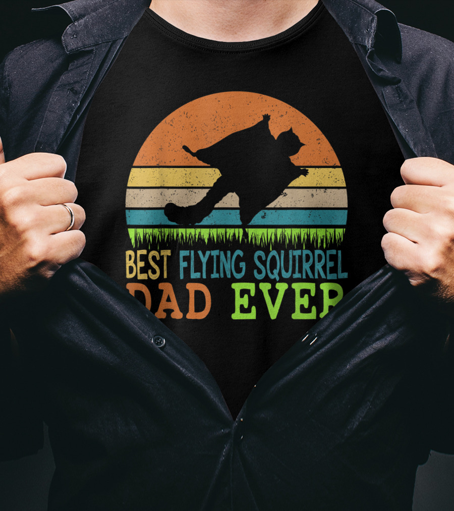 Best Flying Squirrel Dad Ever Retro Sunset T-Shirt