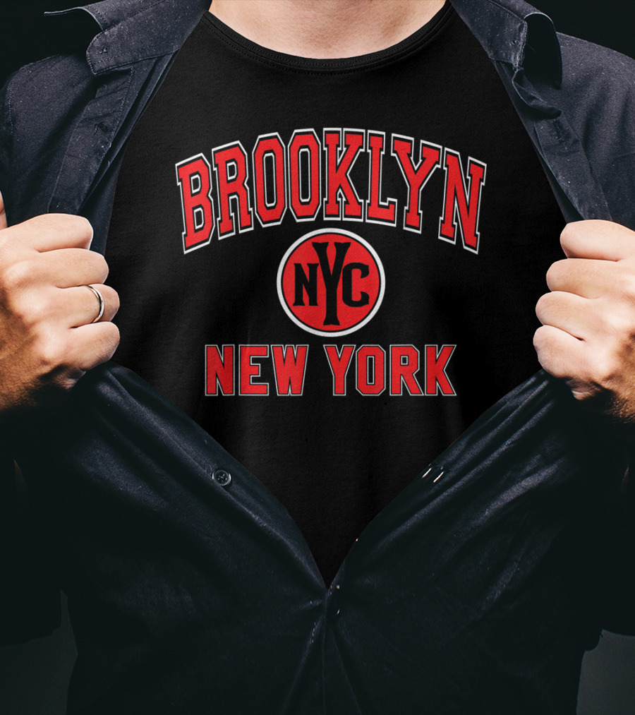 Brooklyn NYC New York Varsity Style Red T-Shirt