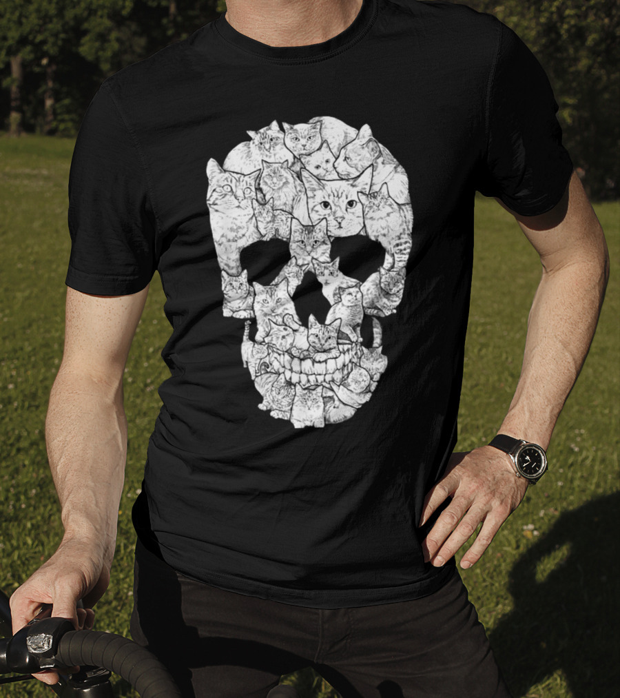 Cat Skull Cat Skull Men's Unique Feline Skull T-Shirt