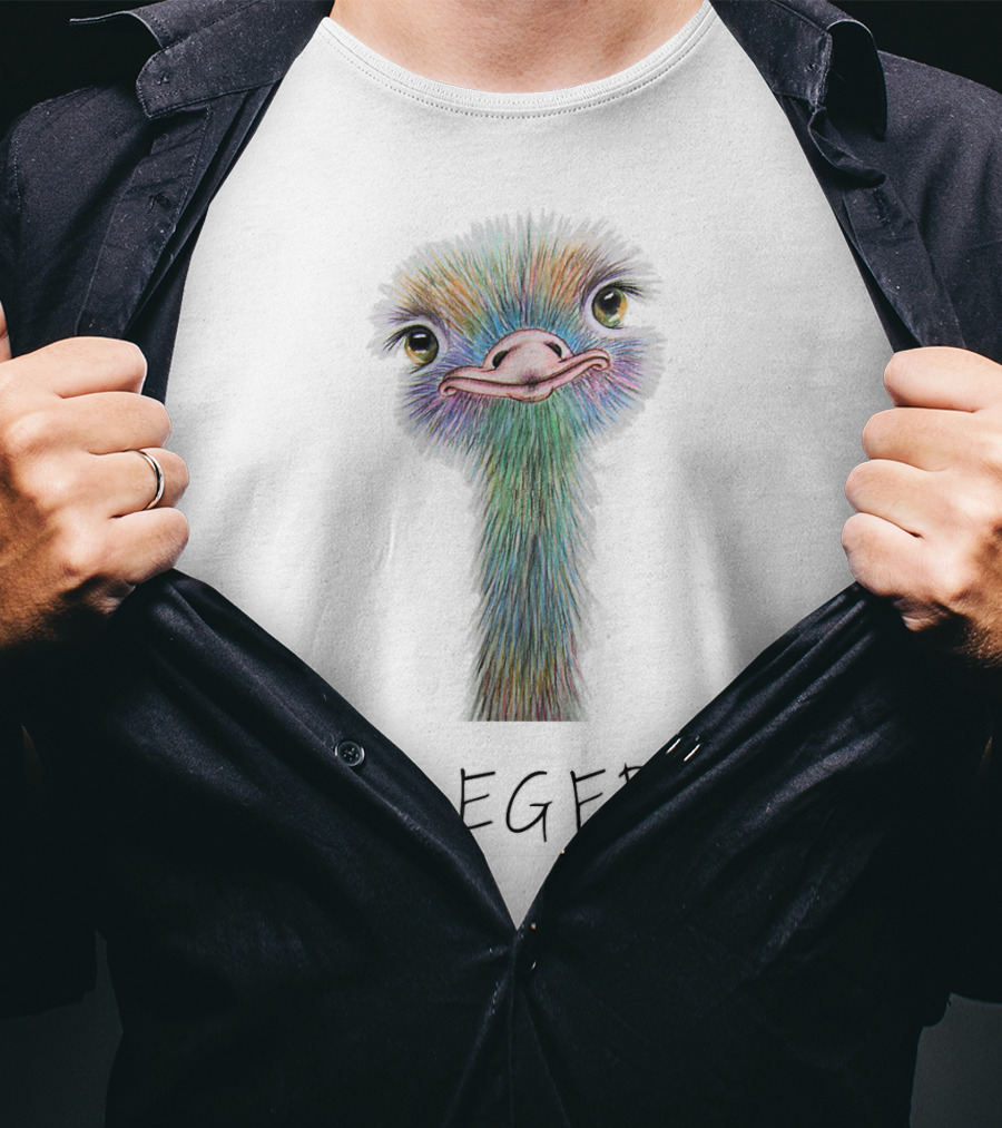 Allegedly Colorful Ostrich Portrait Flightless Bird Humor T-Shirt