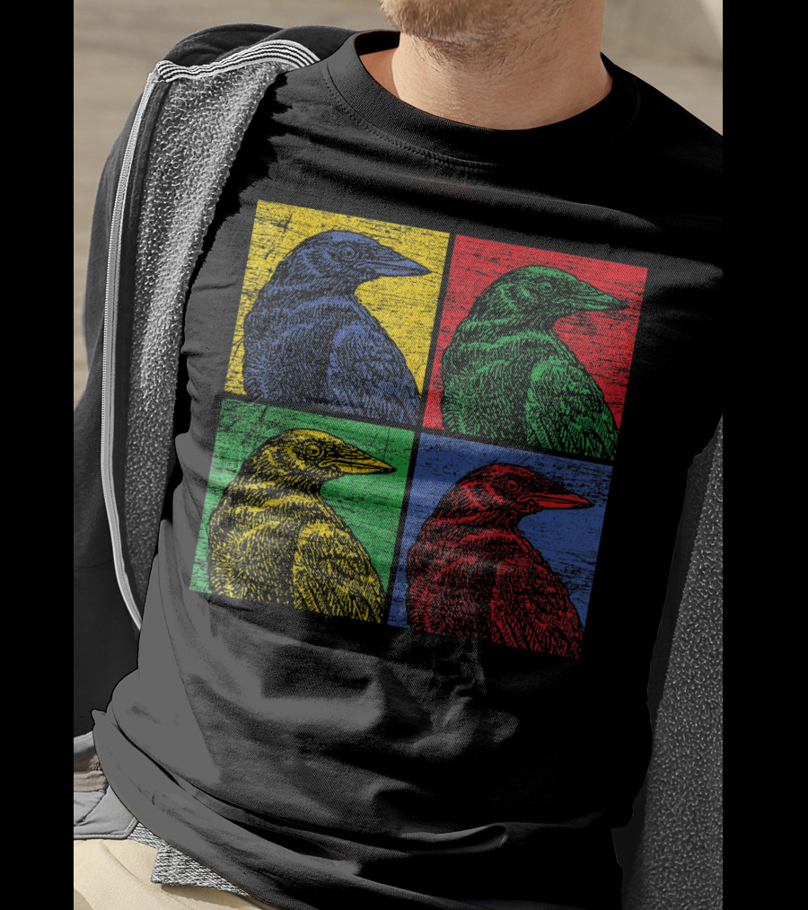 Vintage Raven Colorful Pop Art Crow Bird Lover T-Shirt