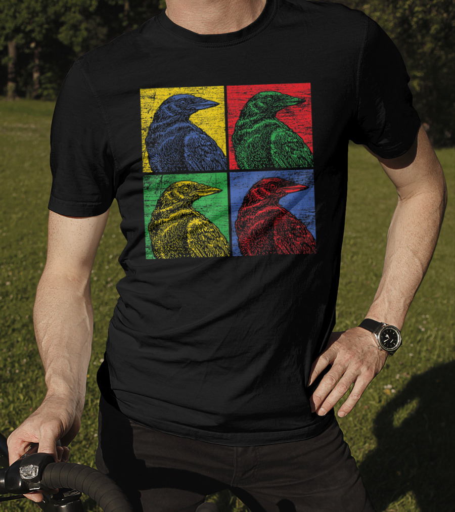 Vintage Raven Colorful Pop Art Crow Bird Lover T-Shirt