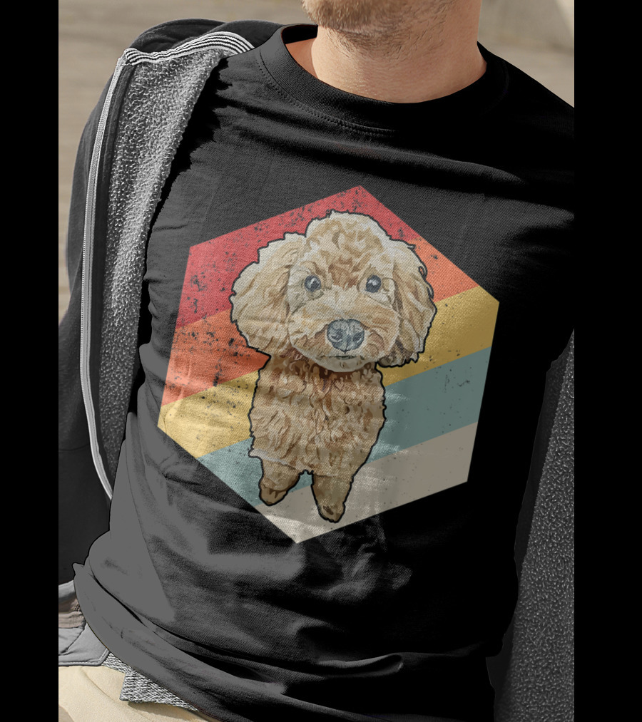 Cute Cavapoo Dog Pet Vintage Retro Stripes T-Shirt