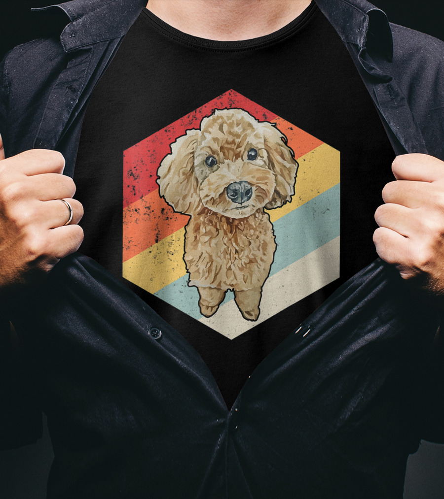 Cute Cavapoo Dog Pet Vintage Retro Stripes T-Shirt