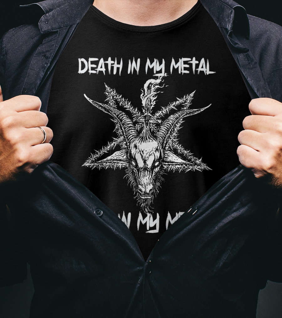 Death In My Metal Not In My Meals Vegan Metal Music Goat Pentagram T-Shirt