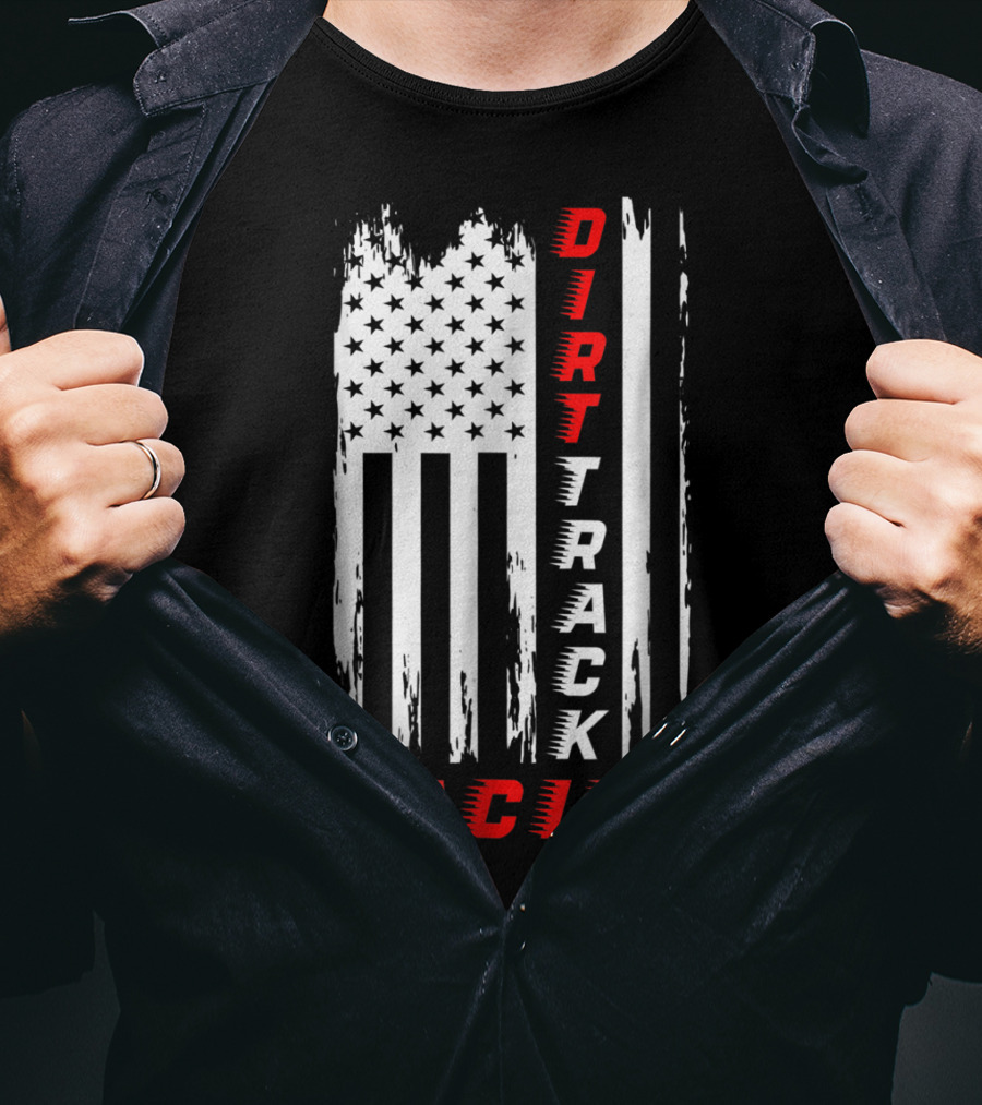 Dirt Track Racing American Flag Grunge T-Shirt