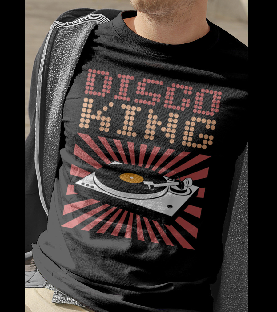 DISCO KING 70s Turntable Vinyl Record Retro Vibes T-Shirt
