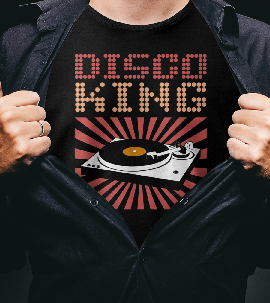DISCO KING 70s Turntable Vinyl Record Retro Vibes T-Shirt