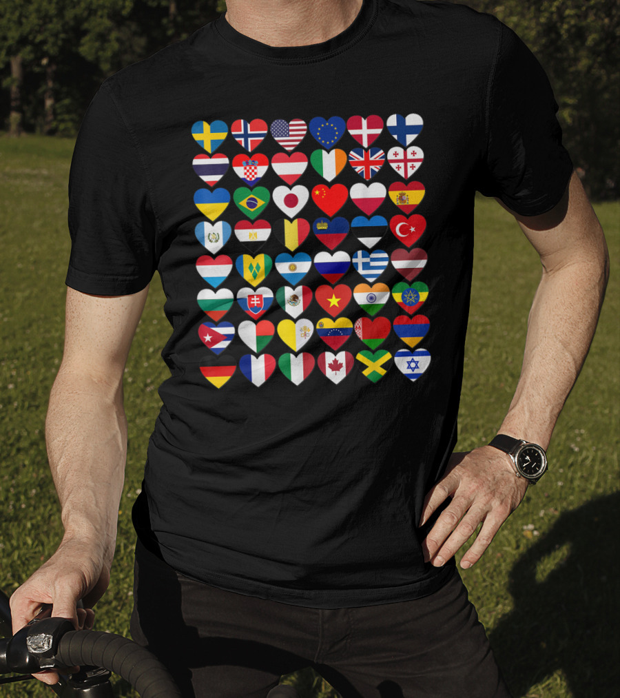 Flags Of The Countries Of The World Heart Shape Collection T-Shirt