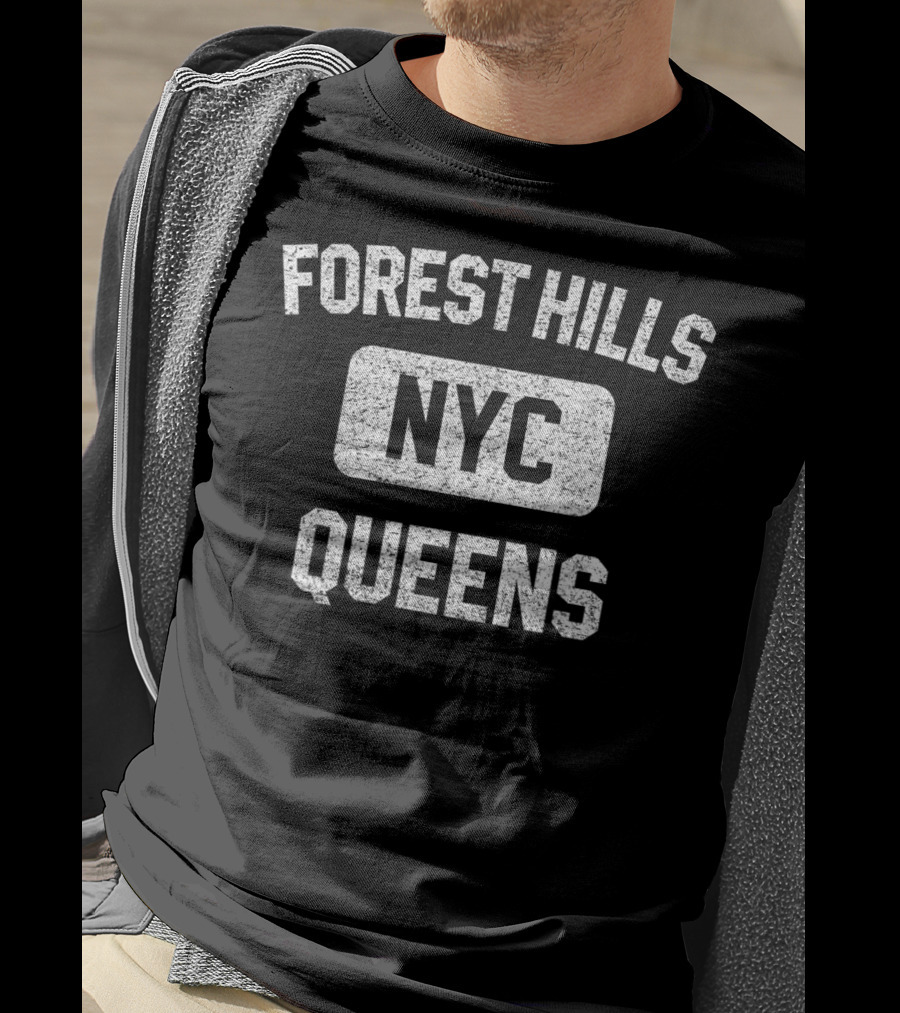 Forest Hills NYC Queens Gym Style Distressed White T-Shirt