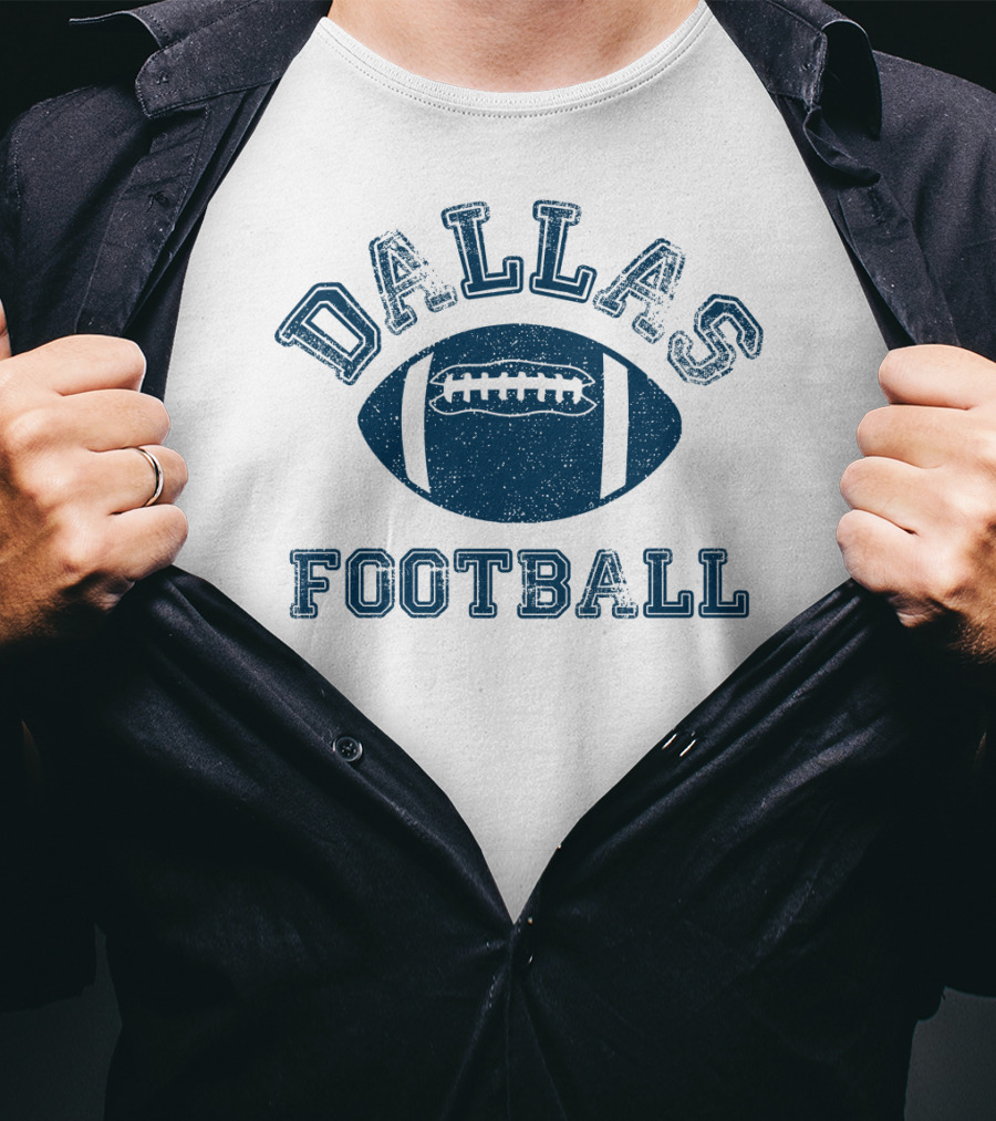 Dallas Distressed Football Blue Vintage T-Shirt