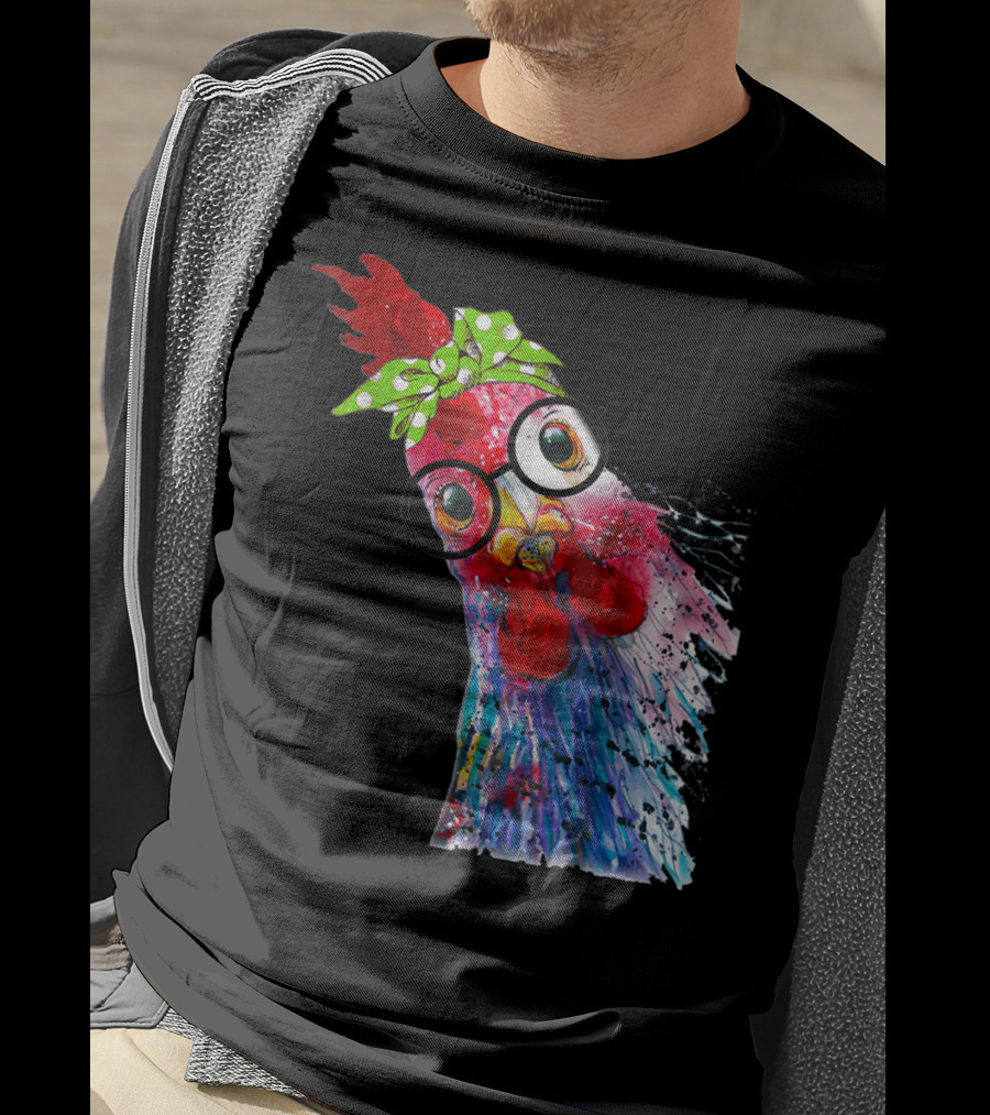 Funny Chicken Lover Hen Farmer Glasses Bandana T-Shirt
