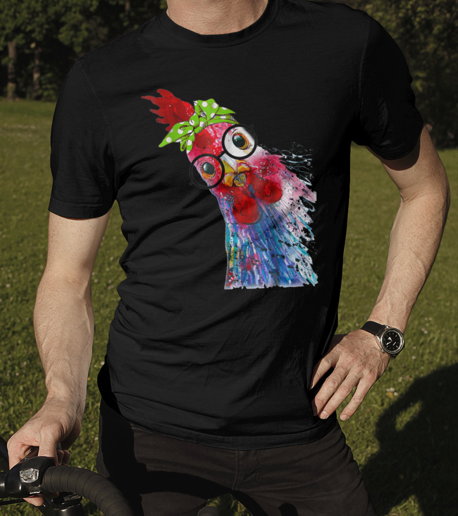 Funny Chicken Lover Hen Farmer Glasses Bandana T-Shirt