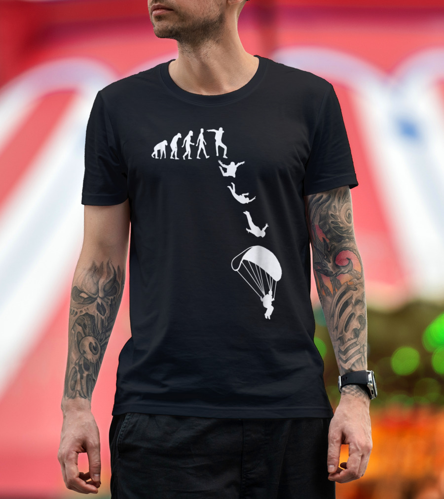 Funny Skydiving Skydiver Parachuting Evolution of Man T-Shirt