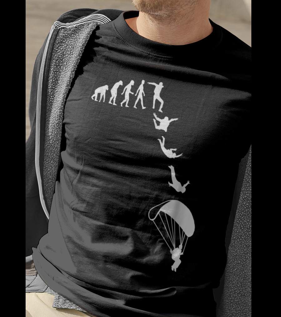 Funny Skydiving Skydiver Parachuting Evolution Of Man T-Shirt