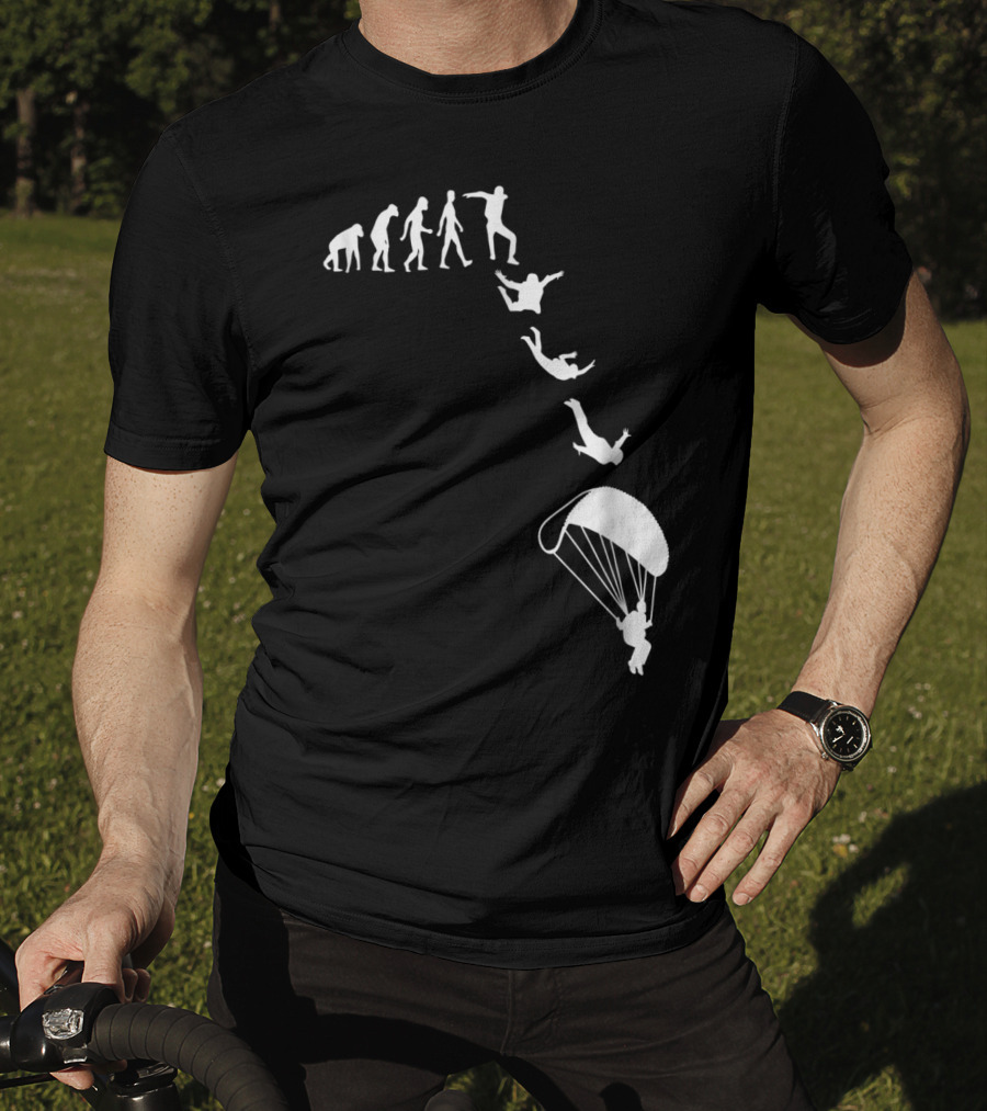 Funny Skydiving Skydiver Parachuting Evolution Of Man T-Shirt