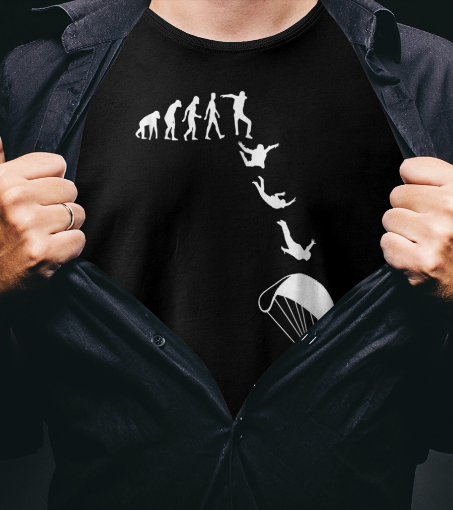 Funny Skydiving Skydiver Parachuting Evolution Of Man T-Shirt