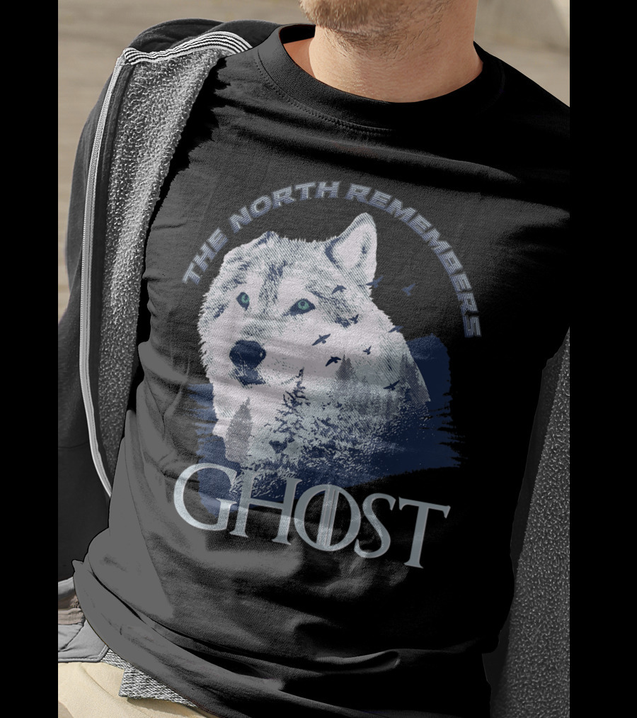 The North Remembers Ghost Lone Wolf In Forest Game Day Winning The Throne T-Shirt