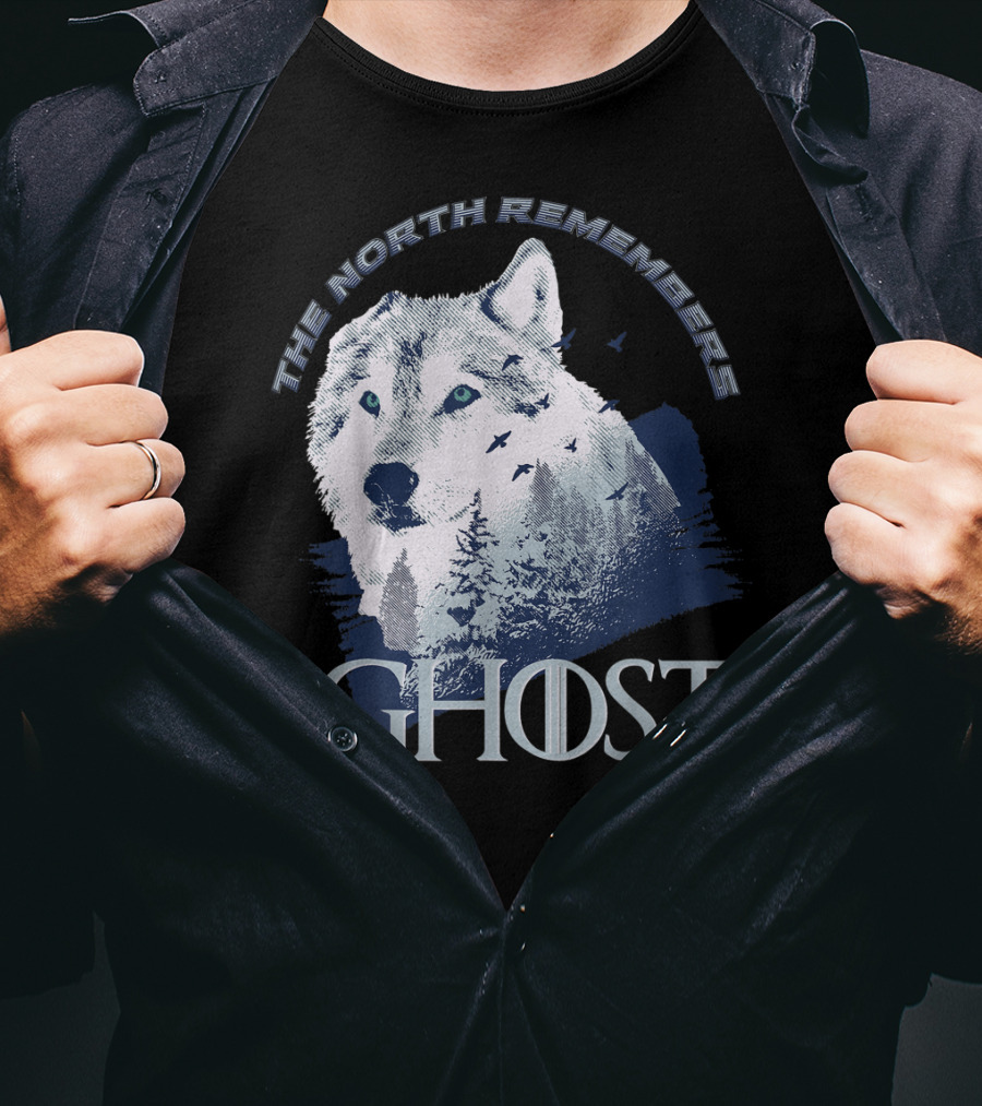 The North Remembers Ghost Lone Wolf In Forest Game Day Winning The Throne T-Shirt