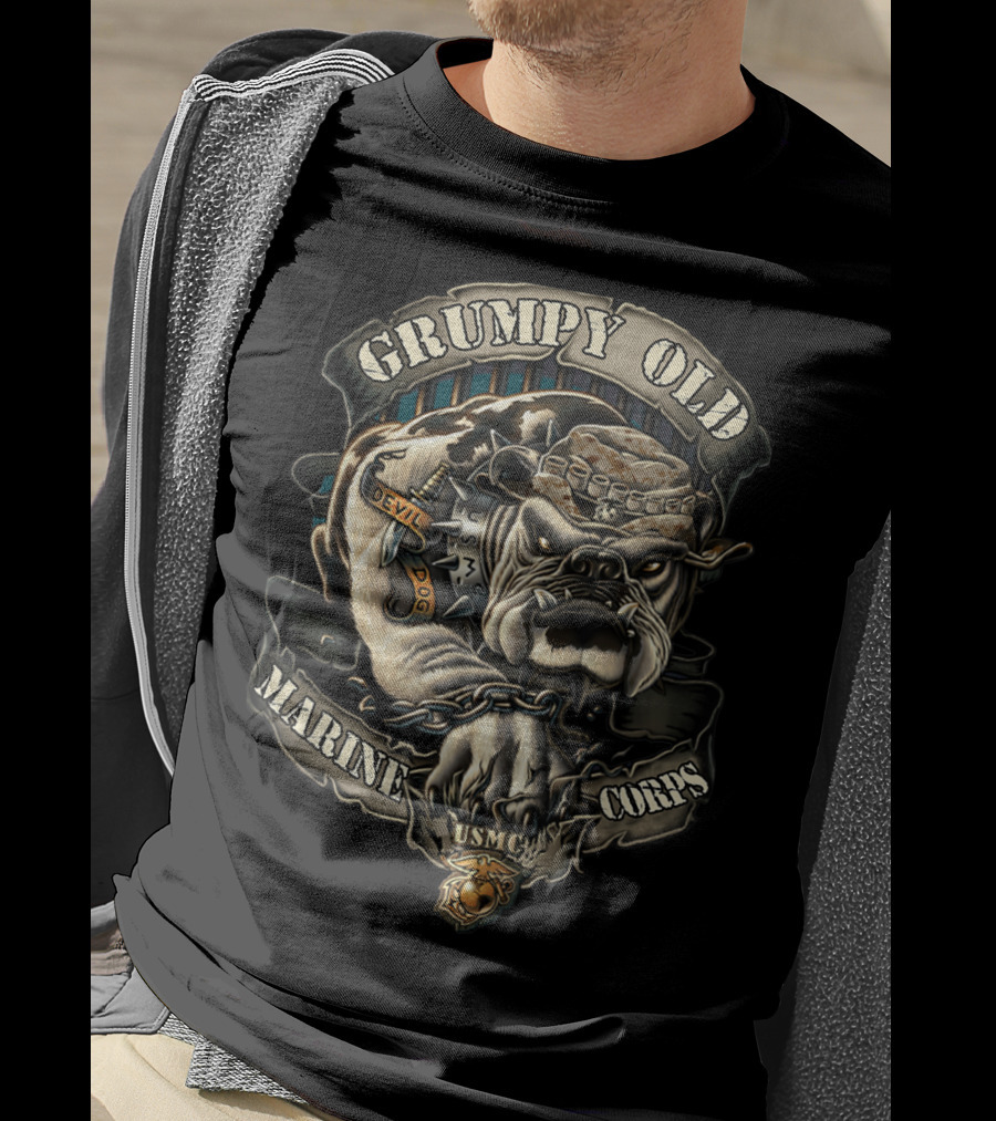 Grumpy Old Marine Corps Devil Dog USMC Veteran T-Shirt
