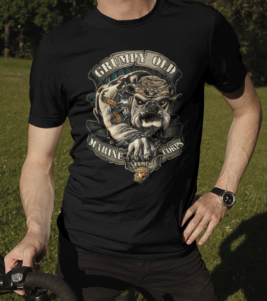 Grumpy Old Marine Corps Devil Dog USMC Veteran T-Shirt