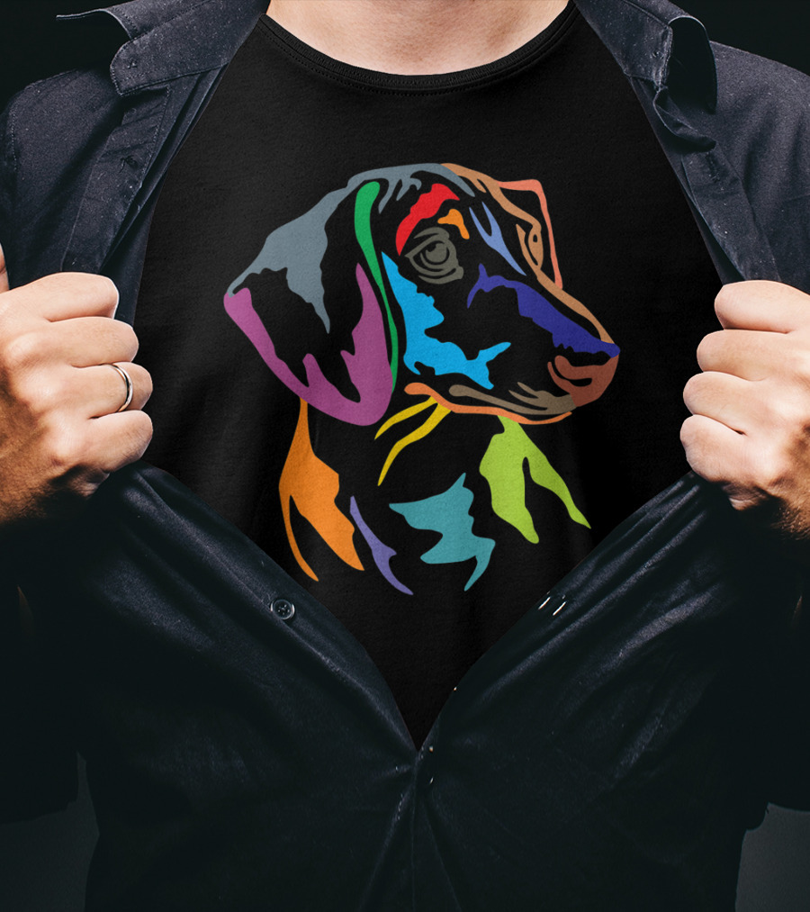 Colorful Happy German Dachshund Pop T-Shirt