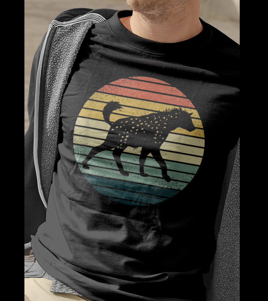 Hyena Vintage Silhouette Retro Stripes Sunset Animal T-Shirt