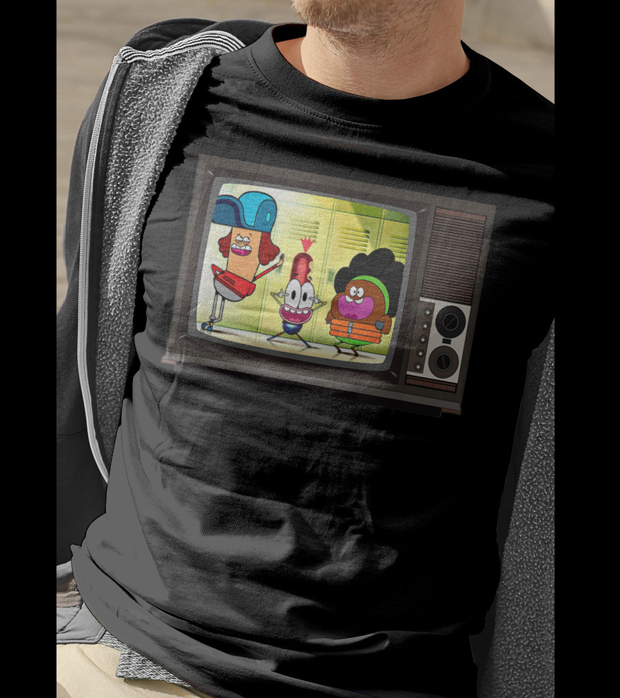 Funny Pinky Hotdog Silly JJ Kids TV Retro Cartoon Characters T-Shirt