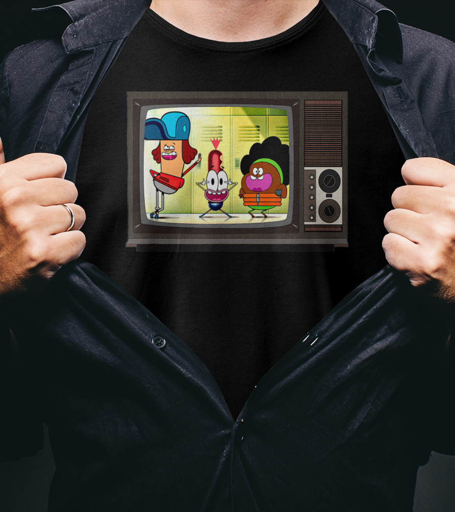 Funny Pinky Hotdog Silly JJ Kids TV Retro Cartoon Characters T-Shirt