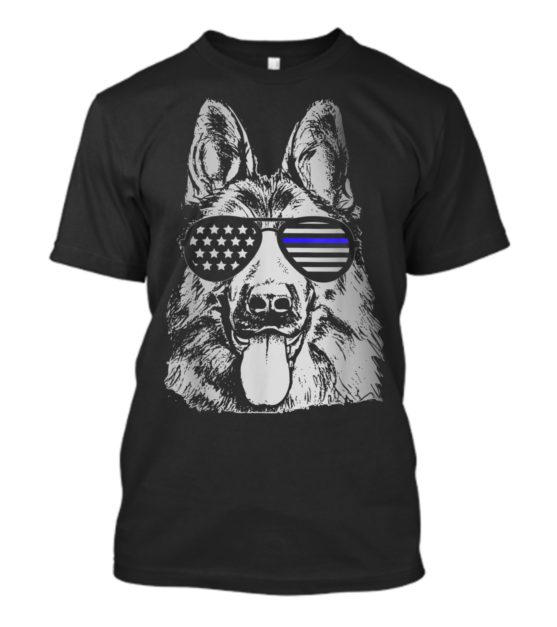 K9 Police Officer Thin Blue Line Police Dog Sunglasses Patriotic T-Shirt