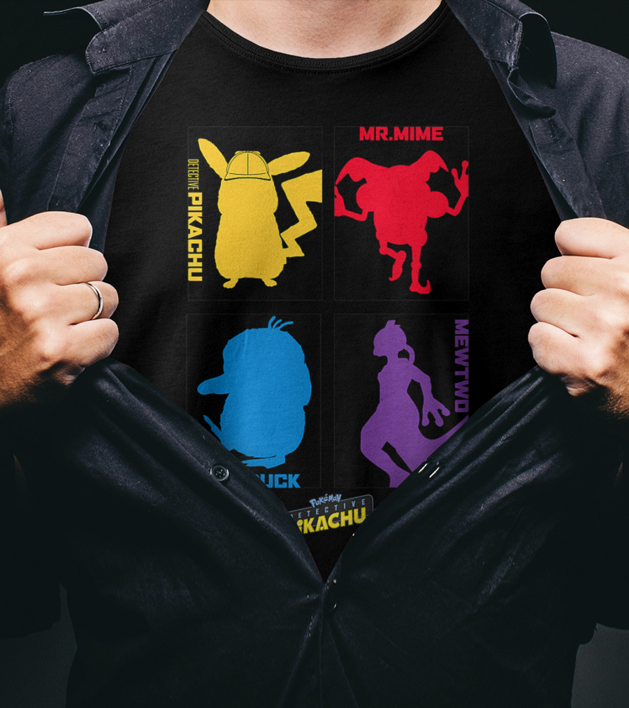 Detective Pikachu Mr. Mime Psyduck Mewtwo Pokémon Kids T-Shirt