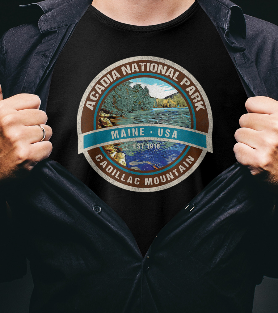 Acadia National Park Maine USA Cadillac Mountain Est 1916 T-Shirt