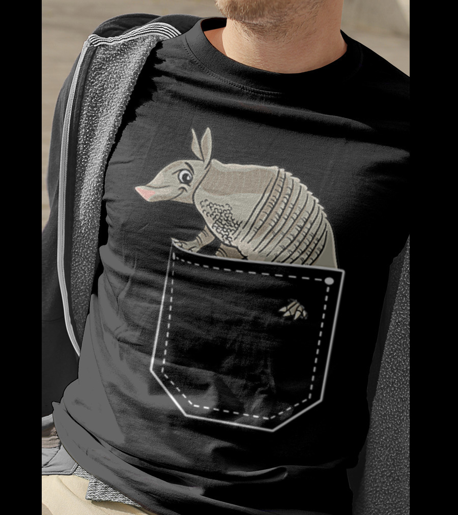Armadillo In Pocket Cute Armadillo Emoji T-Shirt