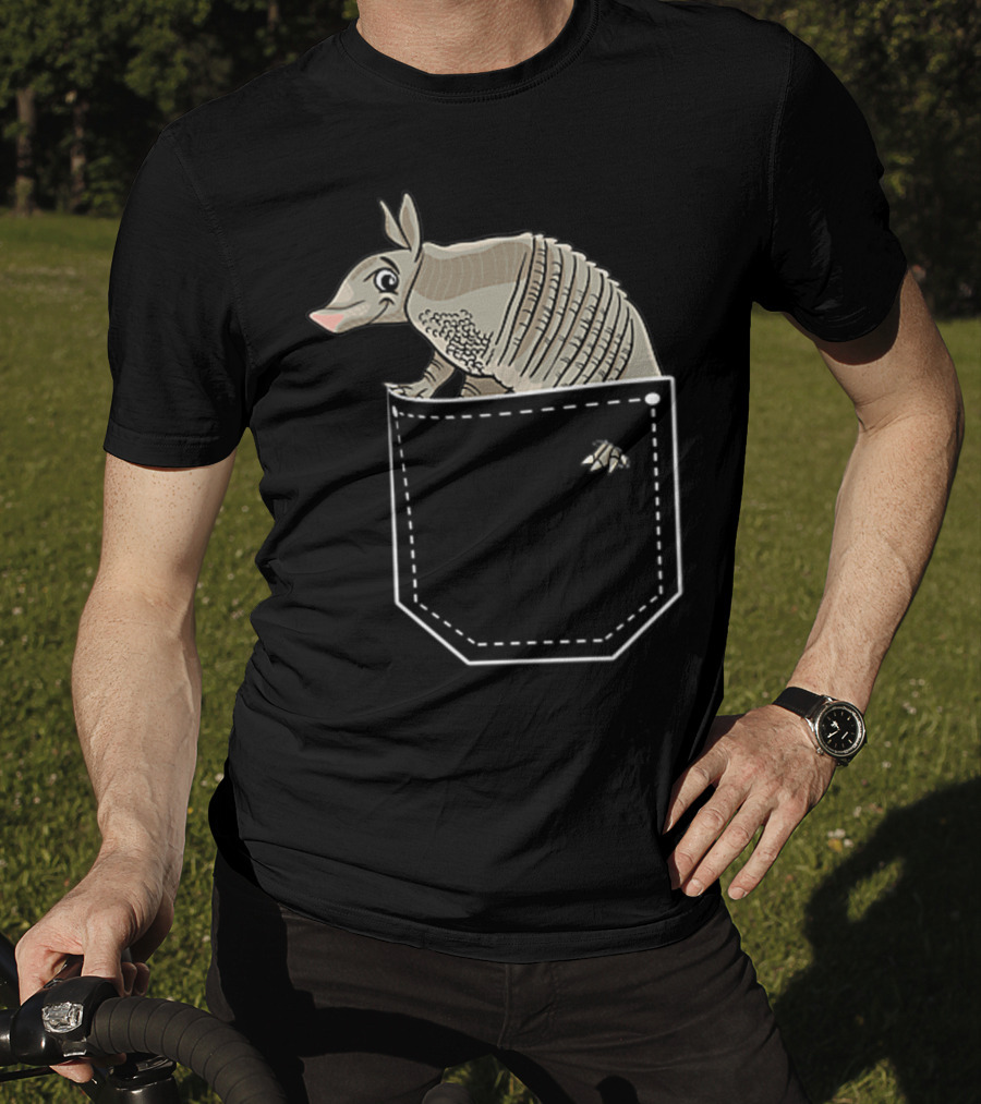 Armadillo In Pocket Cute Armadillo Emoji T-Shirt