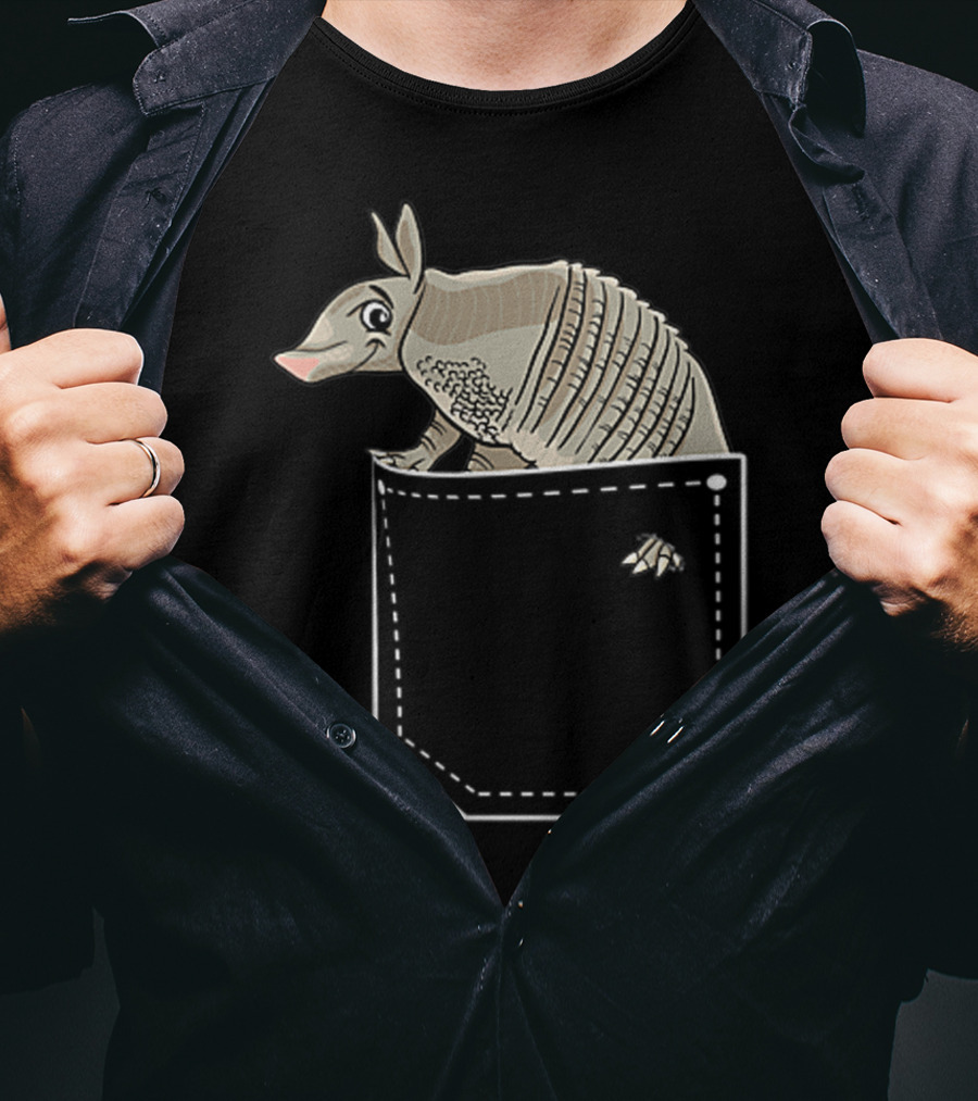 Armadillo In Pocket Cute Armadillo Emoji T-Shirt