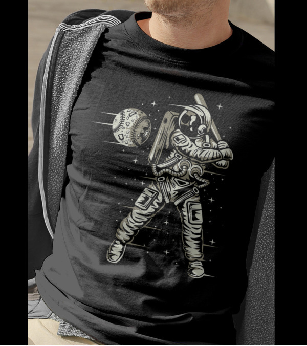 Astronaut Hitting Moon Baseball In Space T-Shirt