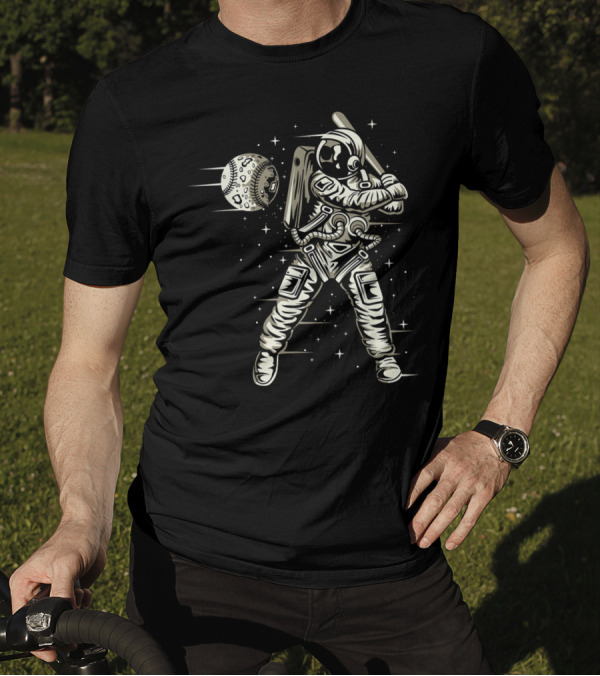 Astronaut Hitting Moon Baseball In Space T-Shirt
