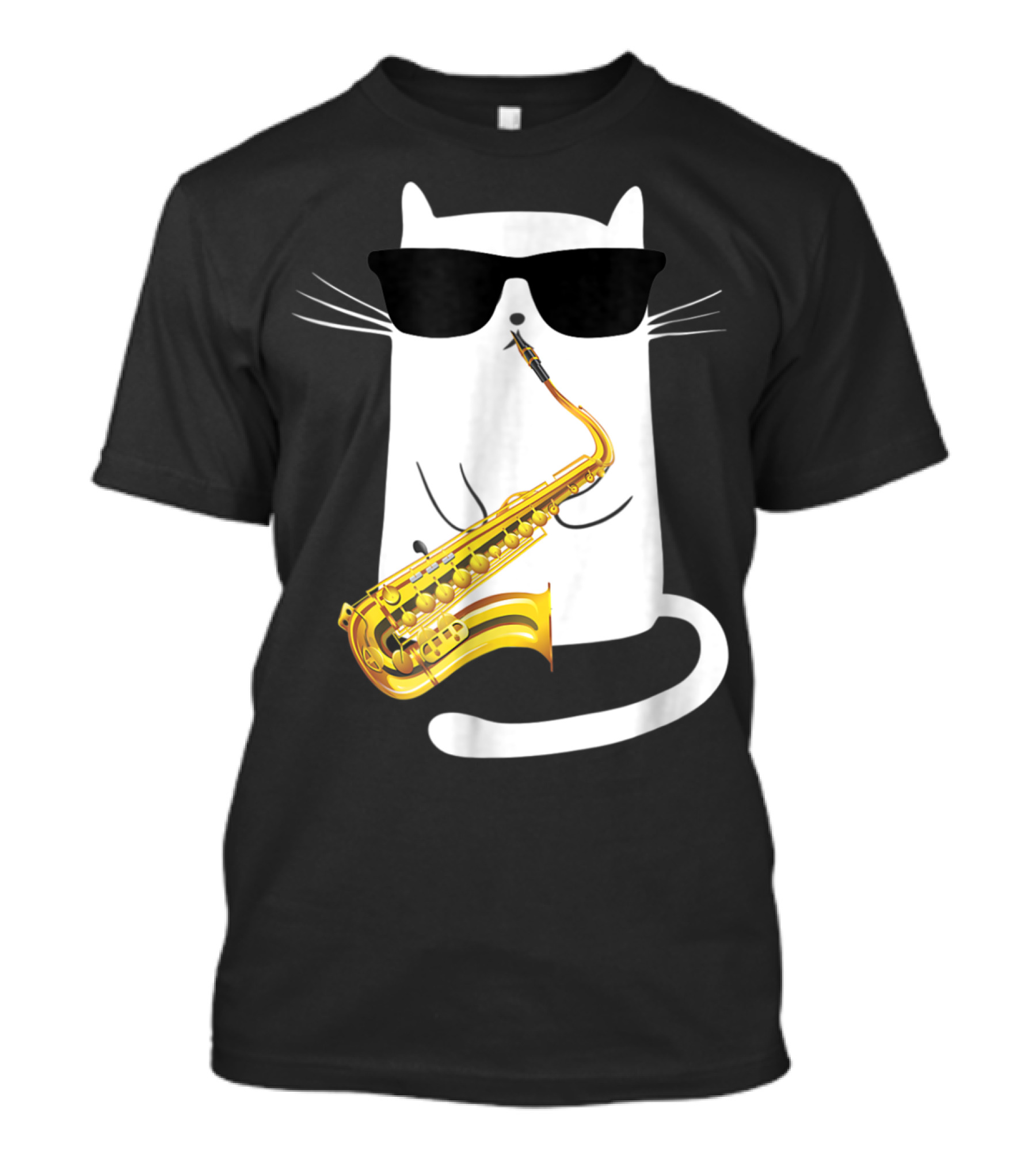 Funny Cat Playing Saxophone With Sunglasses T-Shirt