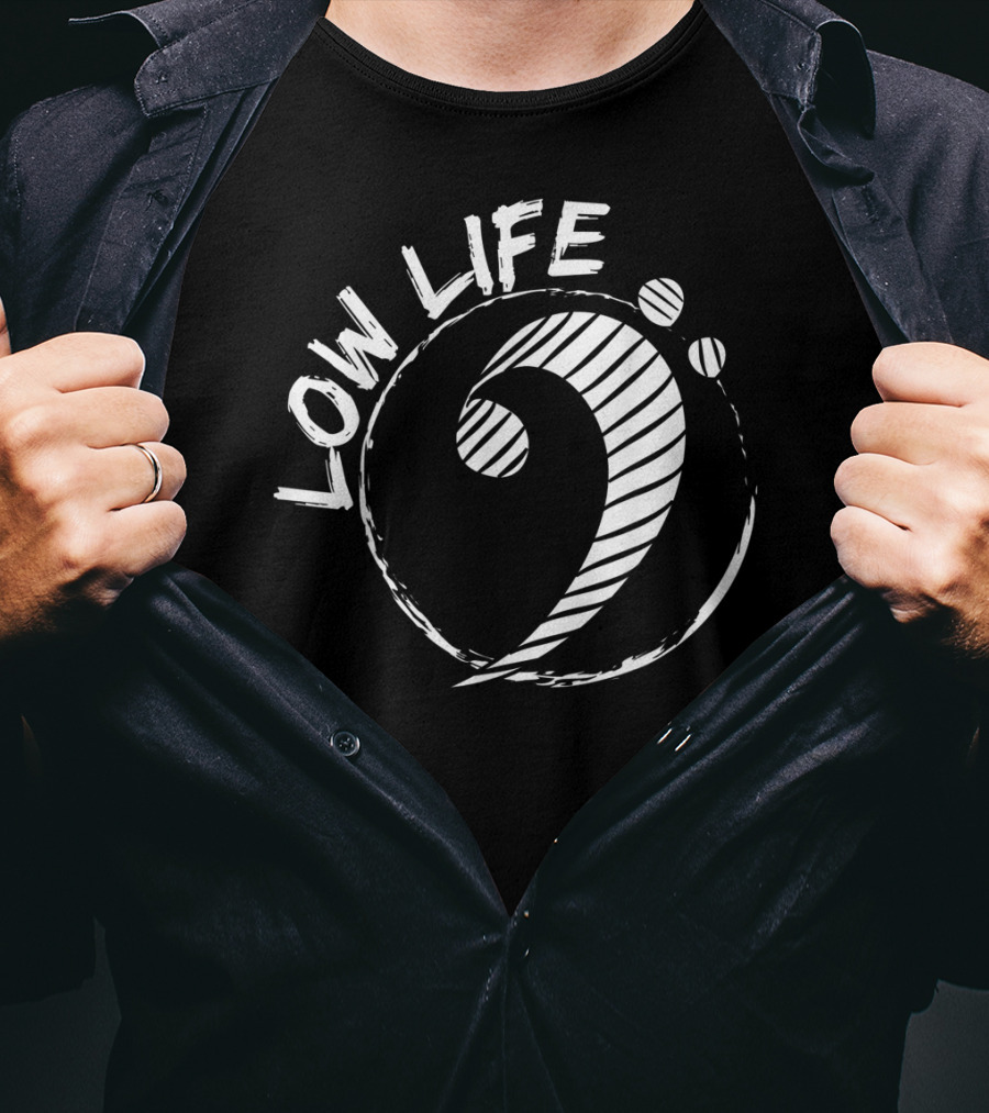 Low Life Clef Bass Clef Guitar Music Humor T-Shirt