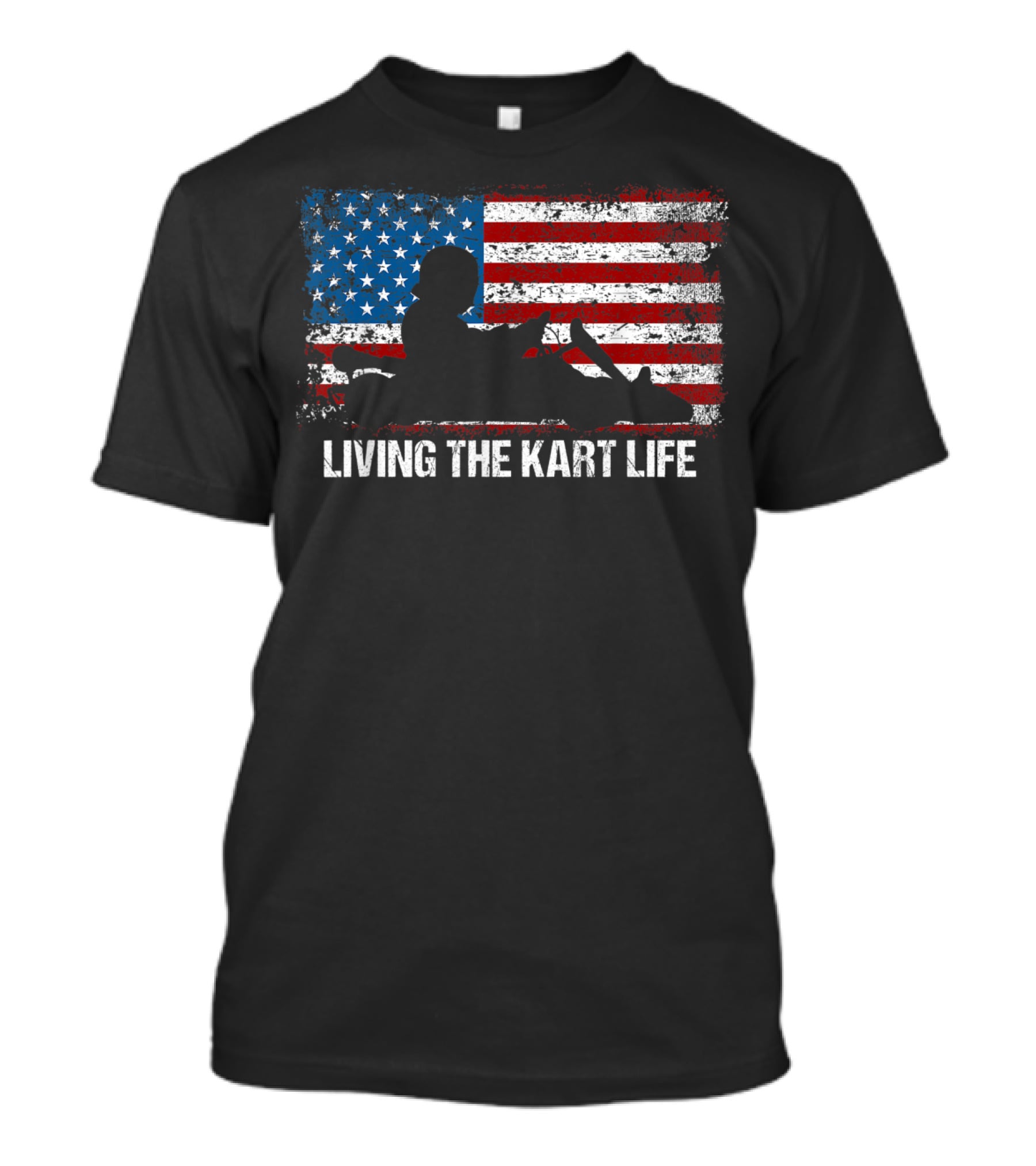 Living The Kart Life American Flag Go Kart Racing T-Shirt