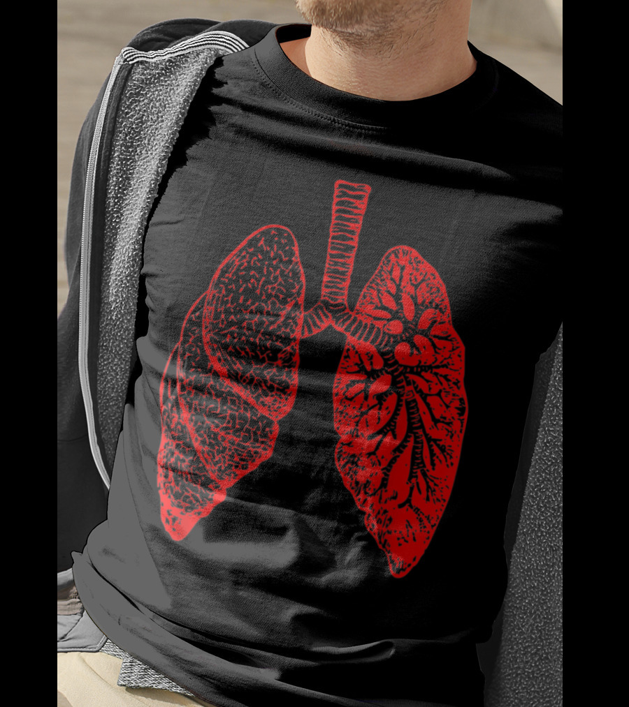 Anatomy Drawing Pulmonologist Respiratory Lungs Red T-Shirt