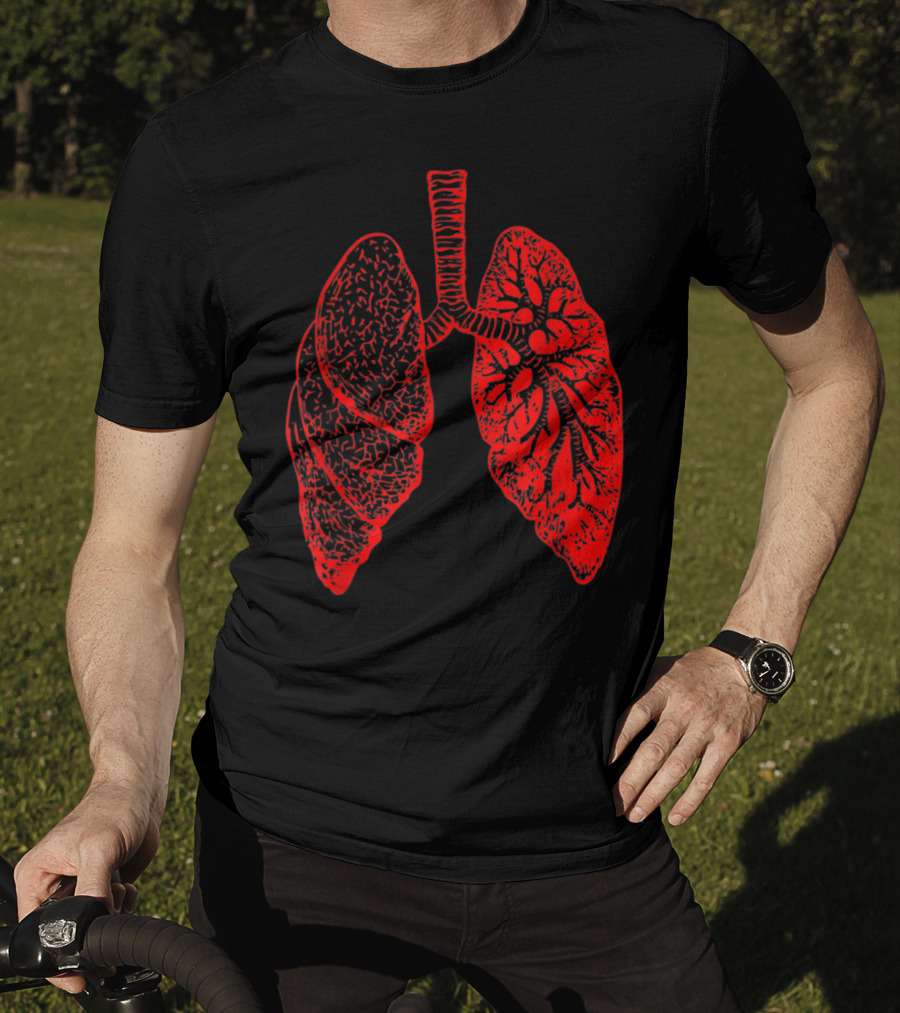 Anatomy Drawing Pulmonologist Respiratory Lungs Red T-Shirt